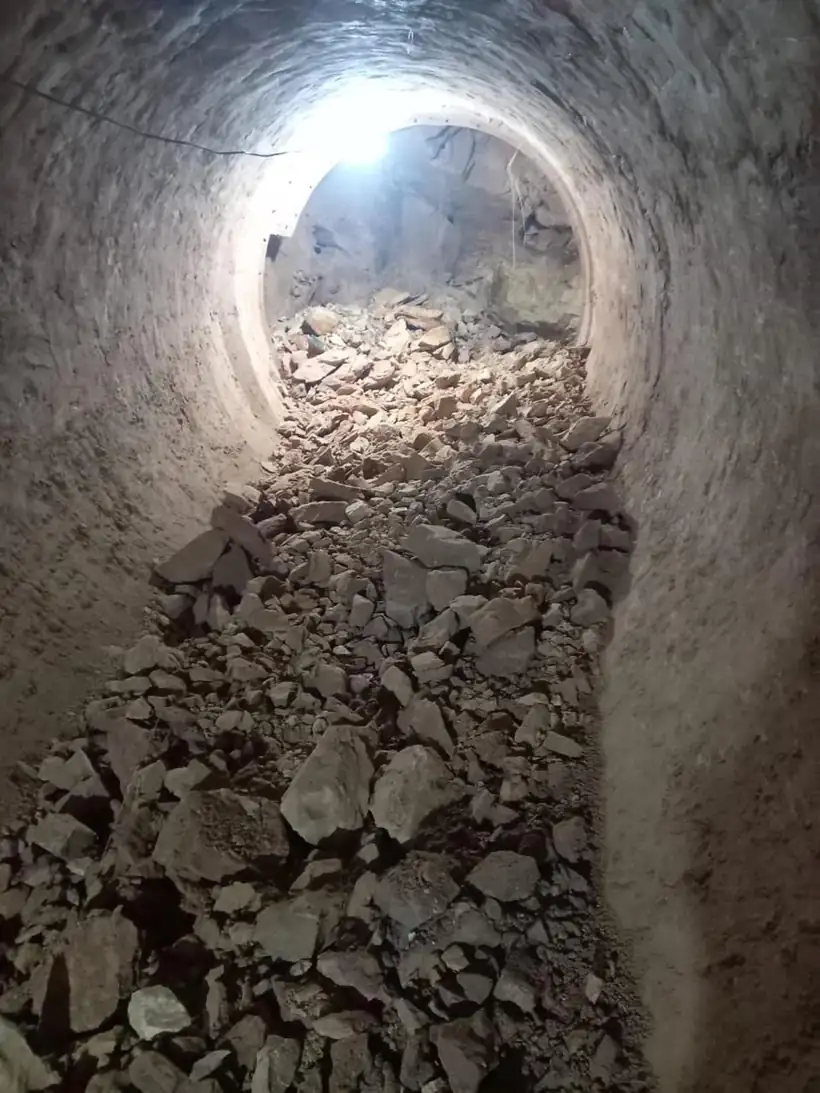 Frente de avanço do túnel em rocha